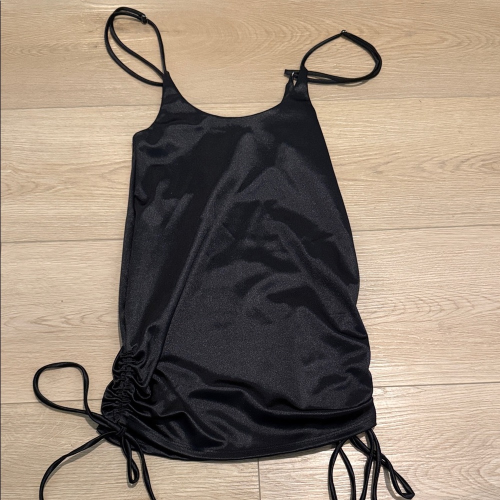 Fashion Nova Shimmering Black Satin Top